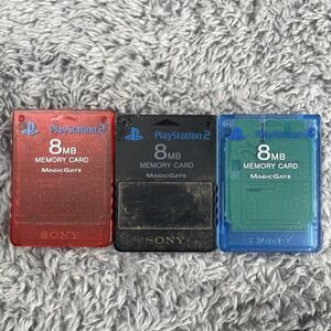 3 Sony Playstation 2 Official OEM MagicGate 8mb Memory Card Genuine SCPH-10020